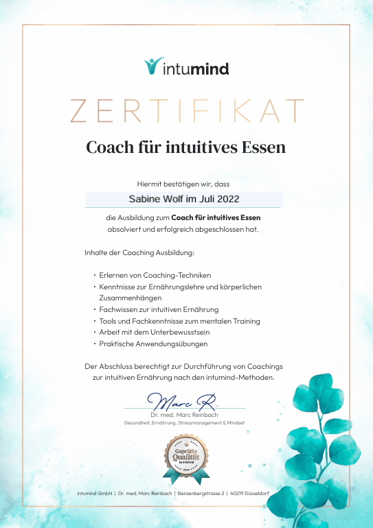 Sabine Zertifikat